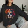 Colourful La Catrina Sugar Skull Woman Dia De Los Muertos Sweatshirt Frauen Geschenke für Sie