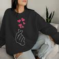Corazón De Dedo Coreano Corazones Rojos Kpop Inspirado Amor Símbolo Cuello Sudadera Mujer Regalos para ella
