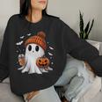Cute Ghost Drinking Coffee Halloween Ghost Ice Coffee Womens Women Sweatshirt Gifts for Her