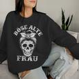 Evil Old Woman Messy Bun Skull Sweatshirt Frauen Geschenke für Sie