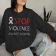 Donna Fermare Laiolenza Contro Donne E Ragazze Nastri Bianchi Con Collo A Women Sweatshirt Regalos para ella