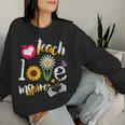 Donna Teach Love Inspire Sunflower Teachers Inspirational Con Collo A Women Sweatshirt Regalos para ella