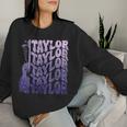 Girl Retro Taylor First Name Personalized Groovy 80'S Purple Women Sweatshirt Gifts for Her