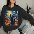 Halloween Cat Van Gogh Starry Night Pumpkin Women Women Sweatshirt Gifts for Her