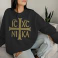 Icxc Nika Christogram Cross Ortodosso Christian Discreto Women Sweatshirt Regalos para ella