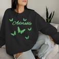 Lindo Adorable Con Mariposaserdes Cuello Sudadera Mujer Regalos para ella
