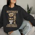 November 50Th Birthday 1974 Awesome Teddy Bear Women Sweatshirt Gifts for Her