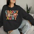 Retro Groovy Aunt 1St Birthday Auntie Matching Family Hippie Women Sweatshirt Gifts for Her