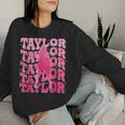 Retro Taylor First Name Personalized 80'S Pink Girl Women Sweatshirt Gifts for Her