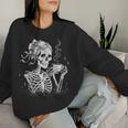 Skeleton Messy Bun Coffee Halloween Coffee Lover Mom Women Sweatshirt Gifts for Her