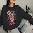 Sugar Skull Farfalla Fiori Giorno Dei Morti Dia De Muerto Women Sweatshirt Regalos para ella