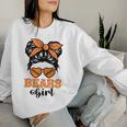Bears Girl Retro Messy Bun Sports Fan Team Spirit Women Sweatshirt Gifts for Her