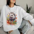 Con Motivo Floreale Con Riccio Animale Per Donne E Uomini Women Sweatshirt Regalos para ella