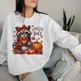 Hello Fall Vibes Raccoon Autumn Pumpkin Halloween Girl Women Women Sweatshirt Gifts for Her