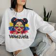 Messy Bun Girl Venezuela Pride Latina Venezuelan Girls Women Sweatshirt Gifts for Her