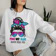 Messy Bun Pink Or Blue Auntie Loves You Gender Reveal Women Sweatshirt Gifts for Her