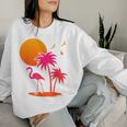 Pink Flamingo Summer Vibes Palm Trees Tropical Summer Women Sweatshirt Gifts for Her