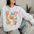 Retro Groovy 70S Good Vibes Only Floral Hippies Women Sweatshirt Gifts for Her