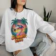 Summer Vibes Flamingo Beach Sunset Tropical Women Sweatshirt Gifts for Her