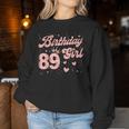 89 Compleanno Ragazza Rosa Corona Felice 89 Anni Signora Donne Women Sweatshirt Regalos divertidos