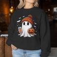 Cute Ghost Drinking Coffee Halloween Ghost Ice Coffee Womens Women Sweatshirt Personalized Gifts