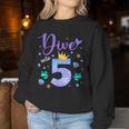 Dive Into 5 Birthday Decorations Girl 5Th Birthday Mermaid Women Sweatshirt Personalized Gifts