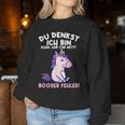 Du Denkst Ich Bin Klein Lieb Und Nett Einhorn Girl's Women's Sweatshirt Frauen Lustige Geschenke