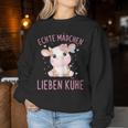 Echte Mädchen Lieben Kühe Cow Sweatshirt Frauen Lustige Geschenke