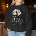 Kiss Finger Middle Finger Sign And Women's Sweatshirt Frauen Lustige Geschenke