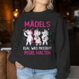 Mädels Egal Was Passiert Pegel Halten Girls' Evening Unicorn S Sweatshirt Frauen Lustige Geschenke