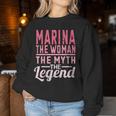 Marina The Woman The Myth The Legend Nome Marina Con Collo A Women Sweatshirt Regalos divertidos
