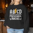 Preschool Rocks Teacher Preschool Rock Back To School Abcd Women Sweatshirt Personalized Gifts