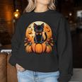 Retro Black Cat Pumpkin Halloween Costume Fall Autumn Season Women Sweatshirt Personalized Gifts