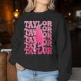 Retro Taylor First Name Personalized 80'S Pink Girl Women Sweatshirt Unique Gifts