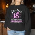 Women's Endlich 18 Jetzt Muss Ich Nur Noch Wachsen Werden Sweatshirt Frauen Lustige Geschenke