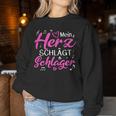 Women's Mein Herz Schlagermusik Bat Princess Sweatshirt Frauen Lustige Geschenke