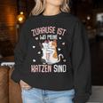 Zuhause Ist Wo Meine Katzen Sind Katze Girl's Women's Sweatshirt Frauen Lustige Geschenke