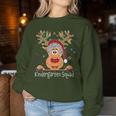 Kindergarten Squad Plaid Reindeer Santa Teacher Christmas Women Sweatshirt Personalized Gifts
