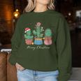 Merry Christmas Cactus Tree Lights Cactus Lover Xmas Women Sweatshirt Unique Gifts
