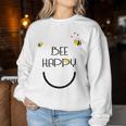 Bee Happy Bienen Schwarz Blue Sweatshirt Frauen Lustige Geschenke