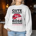 Cheeky Lips Gute Mädchen Böse Mädchen Spruch Gray Sweatshirt Frauen Lustige Geschenke