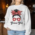 Grüezi Girls' Switzerland Flag Messy Bun Switzerland Women's Blue Sweatshirt Frauen Lustige Geschenke