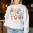 Jesus Loves You Christian Bibleerse Retro Groovy Religious Sweatshirt Frauen Lustige Geschenke