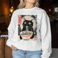 Kawaii Cat Eating Ramen Noodles Anime Girls Ns Women Sweatshirt Unique Gifts