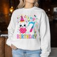 Kinder 7 Geburtstag Katze Mädchen Kätzchen Geburtstag Mädchen 7 Jahre Alt Sweatshirt Frauen Lustige Geschenke