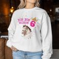 Kinder Ich Bin Schon 6 Girlchen Horse 6 Years Birthday Sweatshirt Frauen Lustige Geschenke