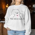 Mir Doch Egal Bär Slogan Women's Sweatshirt Frauen Lustige Geschenke