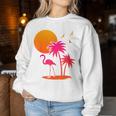 Pink Flamingo Summer Vibes Palm Trees Tropical Summer Women Sweatshirt Unique Gifts