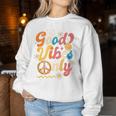 Retro Groovy 70S Good Vibes Only Floral Hippies Women Sweatshirt Personalized Gifts