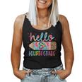 Back To School Hello Fourth 4Th Grade Leopard Tie Dye Pencil Women Tank Top